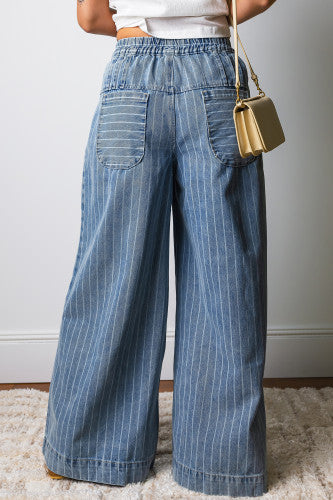 Striped Casual Wide Leg Jean