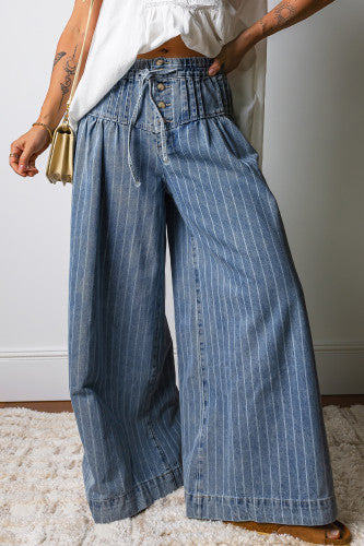 Striped Casual Wide Leg Jean