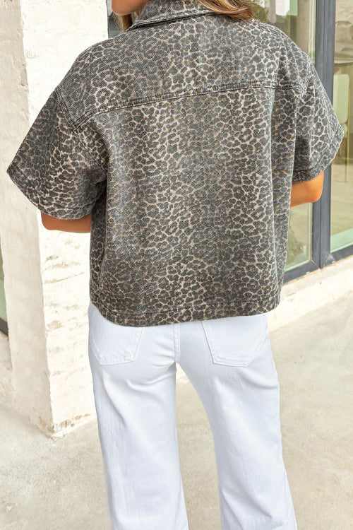 Vintage Leopard Denim Shirt