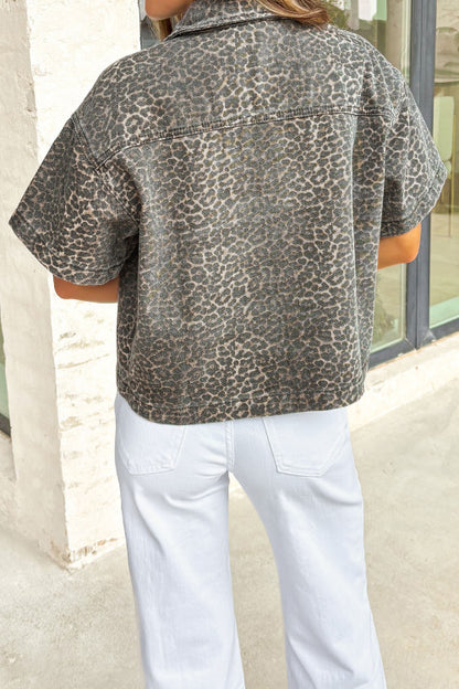 Vintage Leopard Denim Shirt