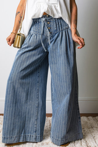 Striped Casual Wide Leg Jean